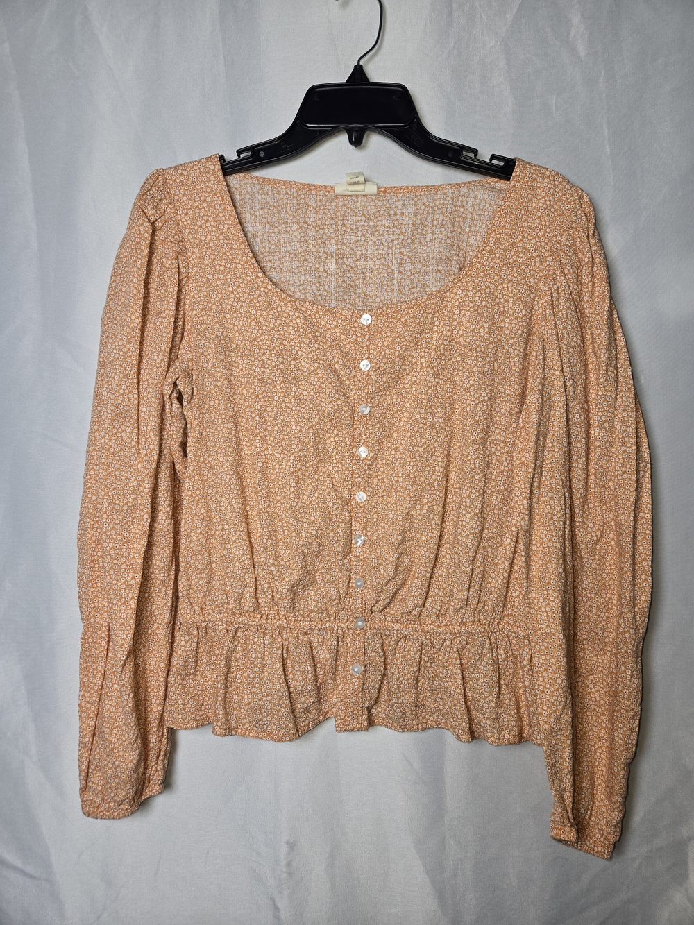a.n.a Peach Floral Button-Front Blouse